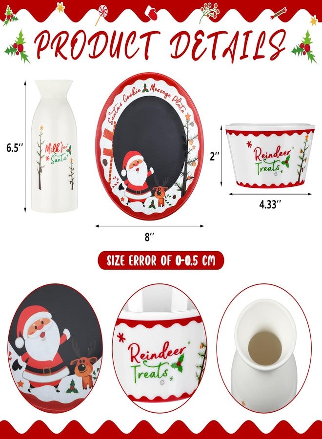 Nitial 4 Pcs Christmas Cookies for Santa Plate Set Message Santa Milk Jar Reindeer Treat Bowl Chalk Xmas Dinnerware Set for Christmas Eve Gift Holiday - Image 2
